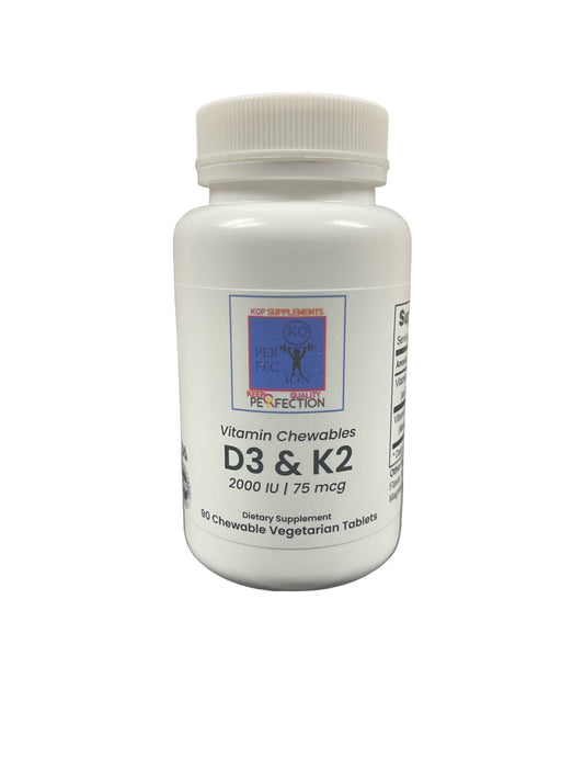 VITAMIN D3 & K2 Chewables 2000 IU | KQP Supplements