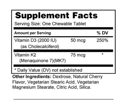 VITAMIN D3 & K2 Chewables 2000 IU | KQP Supplements